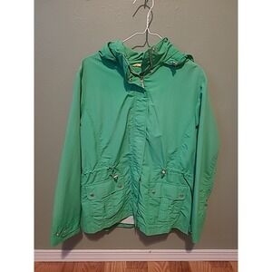 Lands End Windbreaker Rain Jacket Hiking Green Size Large